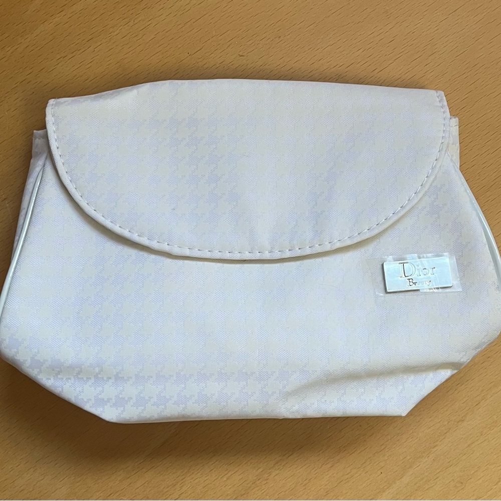 Christian Dior White Polyester Beauty Cosmetic Bag